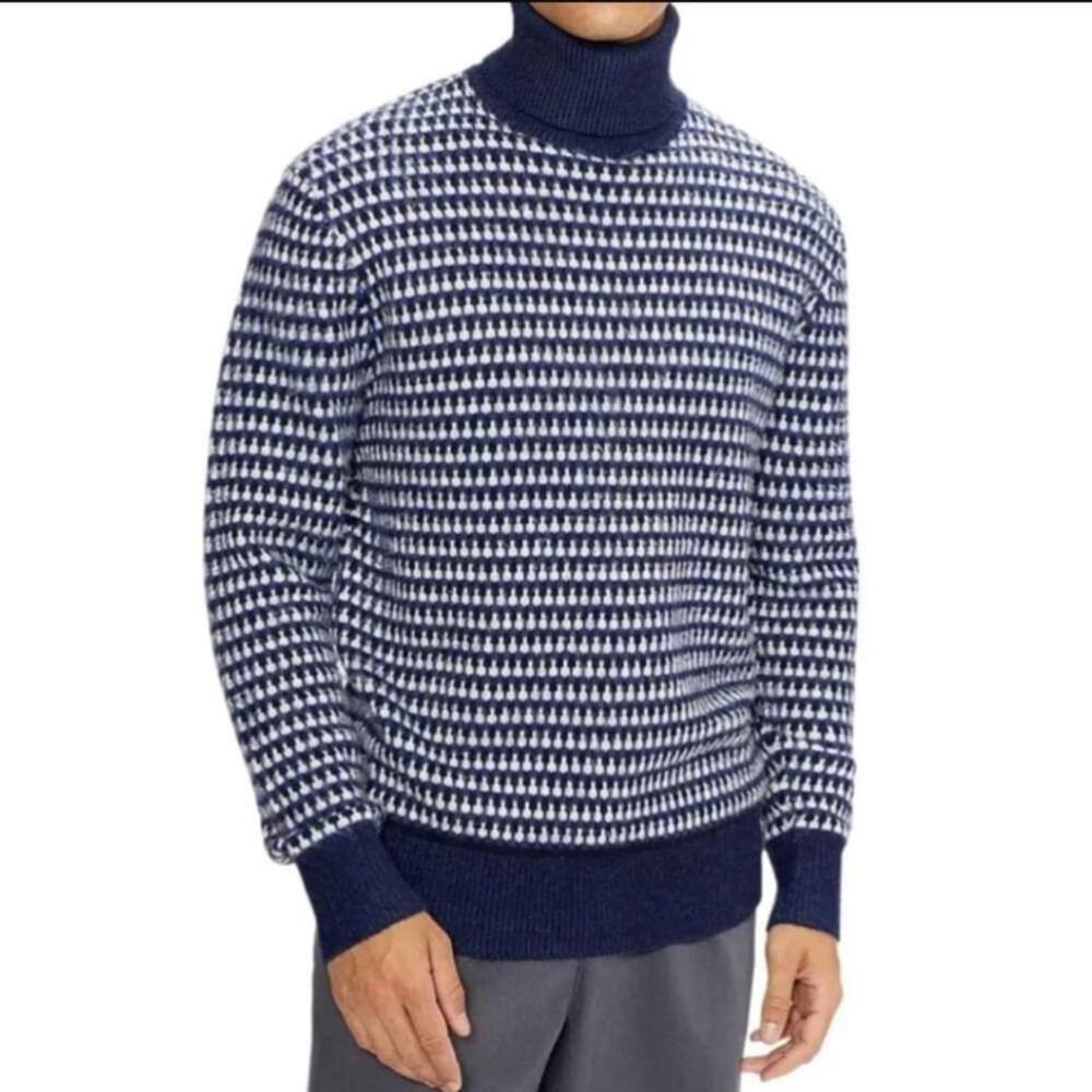 China Ted Baker riber turtleneck knit sweater navy blue Large 4 - Picture 13 of 13